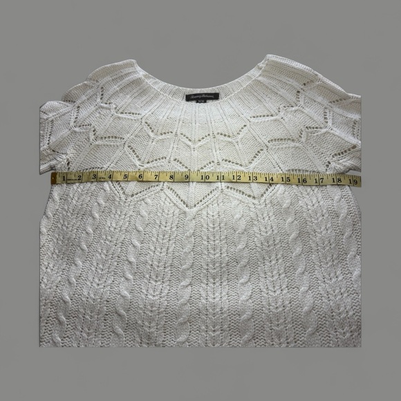 Tommy Bahama Cascade Lambswool Cream Knit Medium Short Sleeve Sweater - Picture 5 of 6